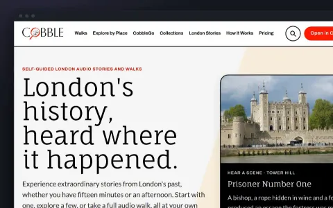 cobble.london: "London's history, heard where it happened", then its featured audio walks